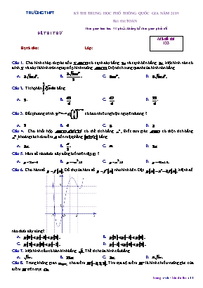 Đề thi thử Trung học Phổ thông Quốc gia môn Toán năm 2019 - Mã đề 133